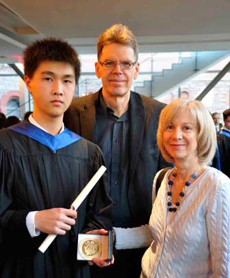 National Gold Medal Winner Eddie Zhang with his  History and Harmony Teachers Lynn and Peter Ware