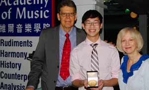National Gold Medal Winner Jeremy Ho with his  History and Harmony Teachers Lynn and Peter Ware